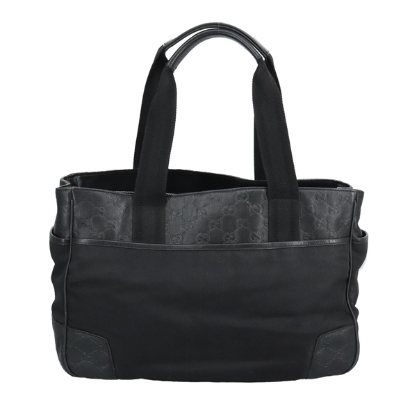 GUCCI GG Canvas Guccissima Tote Bag Leather Black Silver 161770 Auth bs19401 - Picture 2 of 16